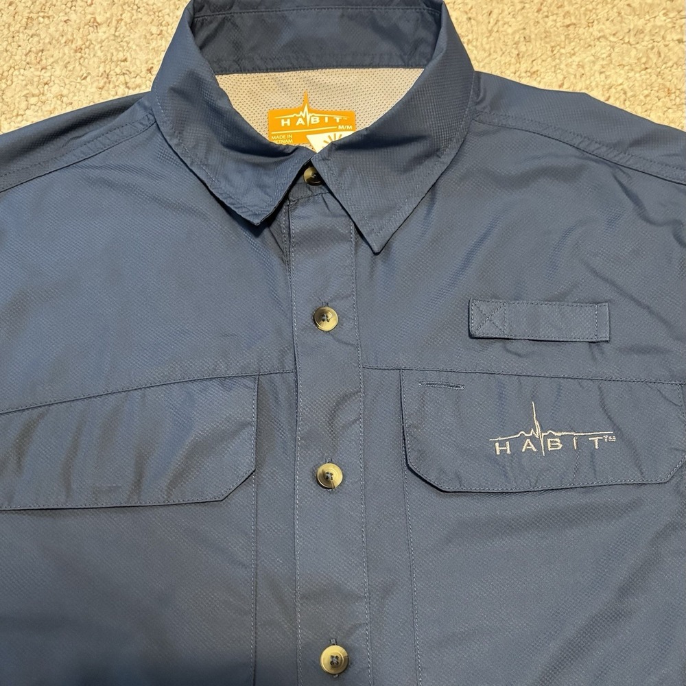 Habit Men's River Shirt Vented Outdoor 30+ Solar Factor Button Down Size Medium